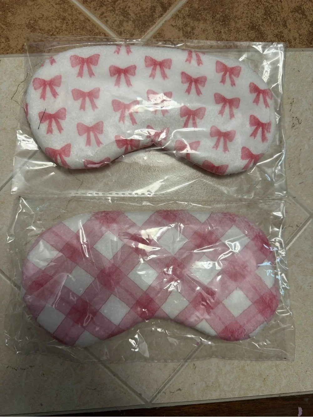Pink Bow & Gingham Sleep Masks